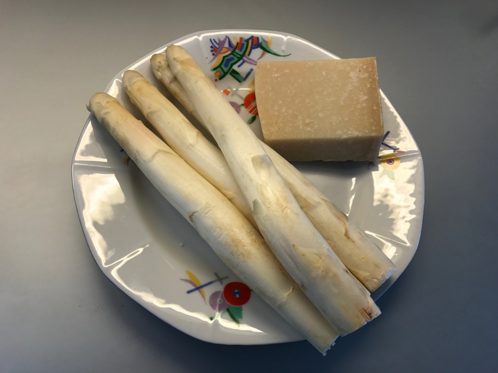 white asparagus with parmesan cheese